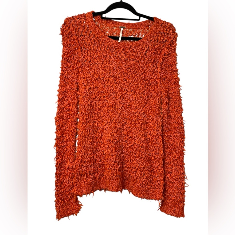 Free People September Song Burnt Orange Pullover Sweater Size L Grunge BoHo Chic